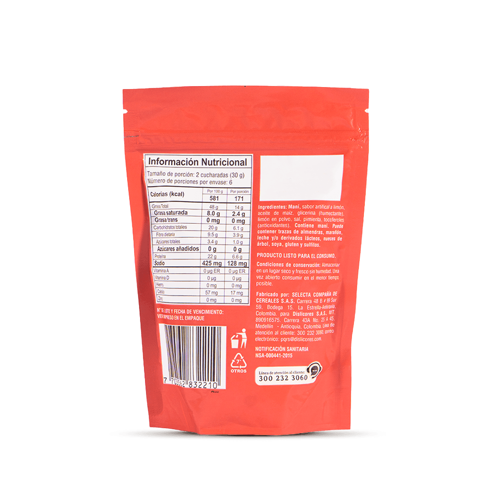 Maní Limón Pimienta 180gr El Fortín Gourmet - 2