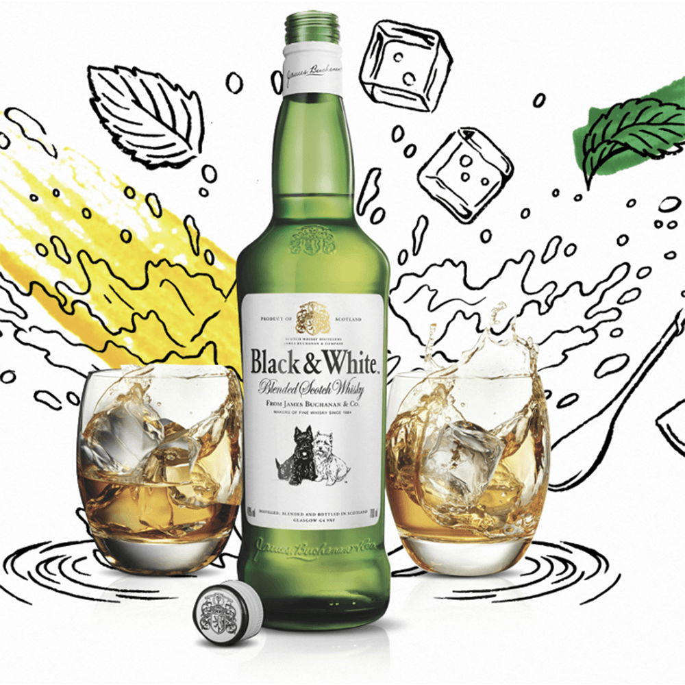 Whisky Black And White Blended Litro - 3