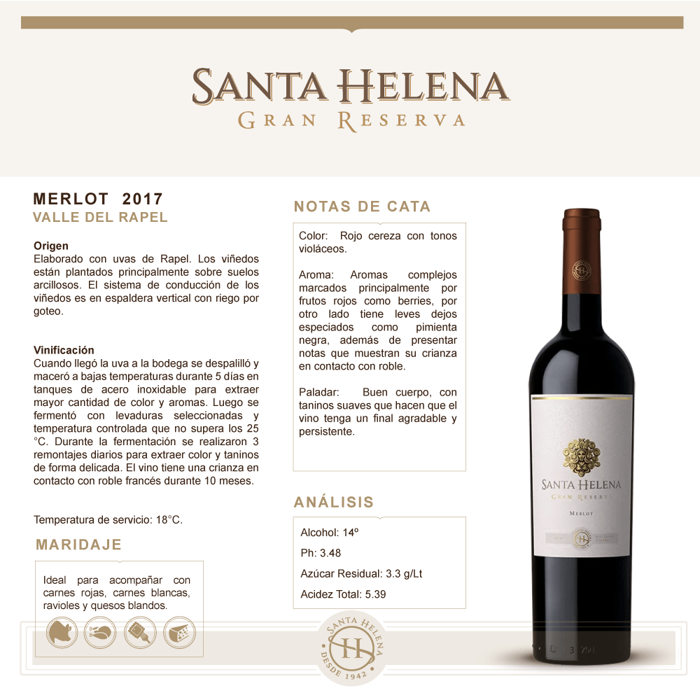 Vino Tinto Santa Helena Gran Reserva Merlot - 3