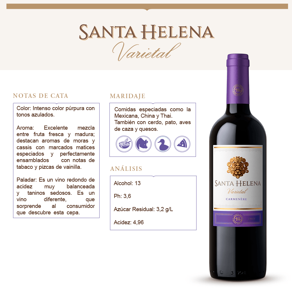 Vino Tinto Santa Helena Varietal Carmenére - 3
