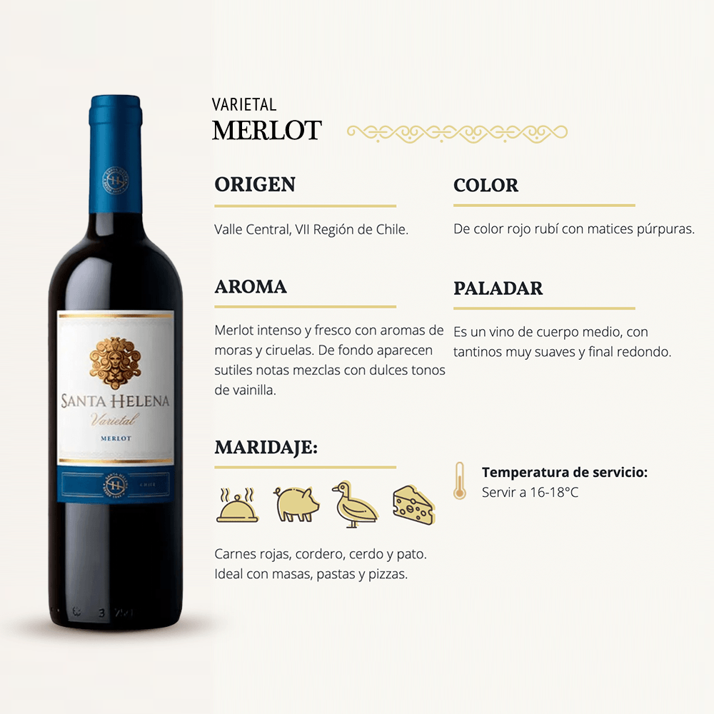 Vino Tinto Santa Helena Varietal Merlot - 3