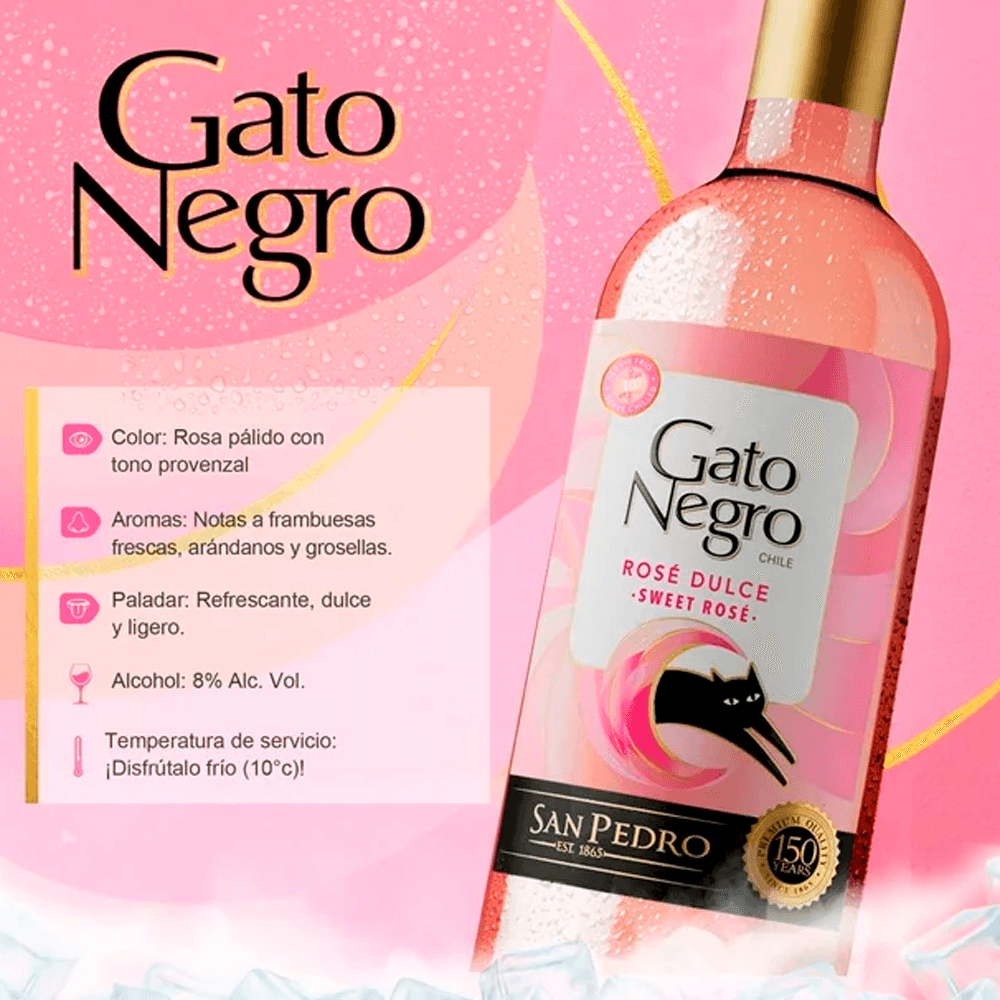 Vino Gato Negro Rosado Dulce - 3
