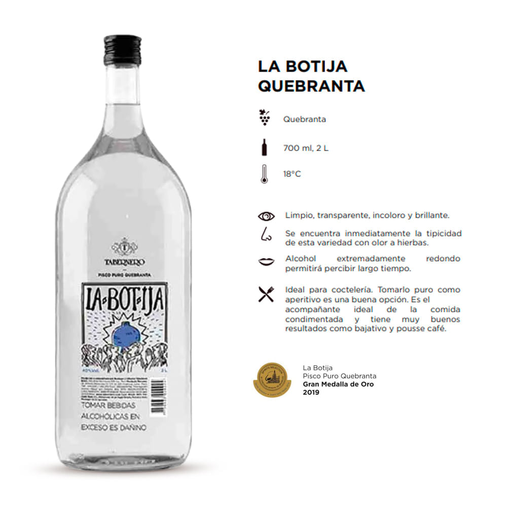 Pisco Tabernero La Botija Quebranta - 3