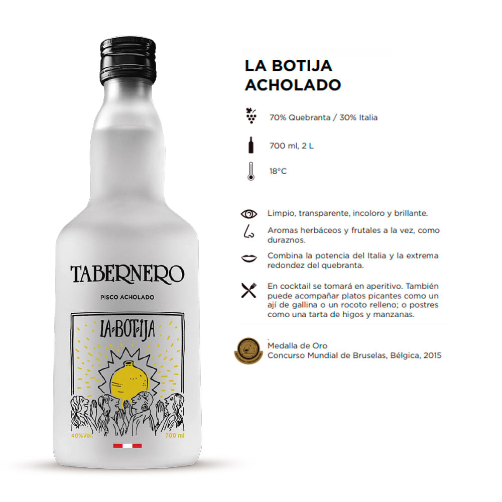 Pisco Tabernero La Botija Acholado - 3