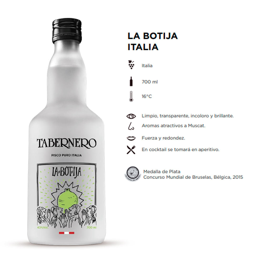 Pisco Tabernero La Botija Puro Italia - 3