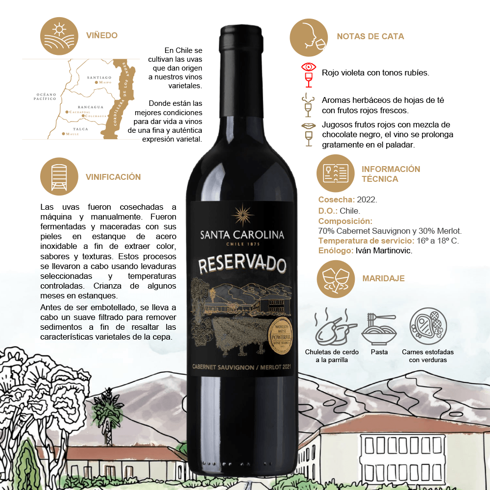 Vino Tinto Santa Carolina Cabernet Sauvignon Merlot - 3