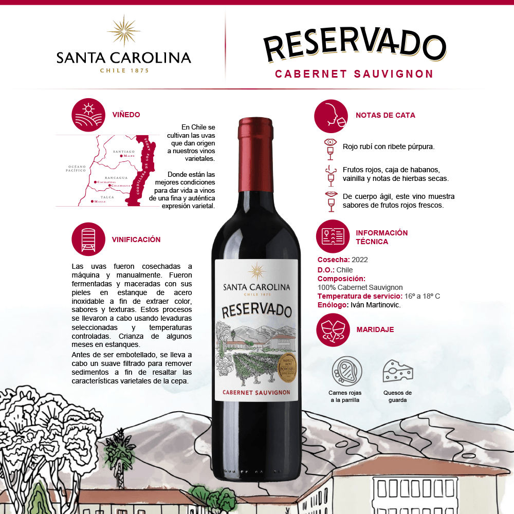 Vino Tinto Santa Carolina Cabernet Sauvignon Reservado - 3