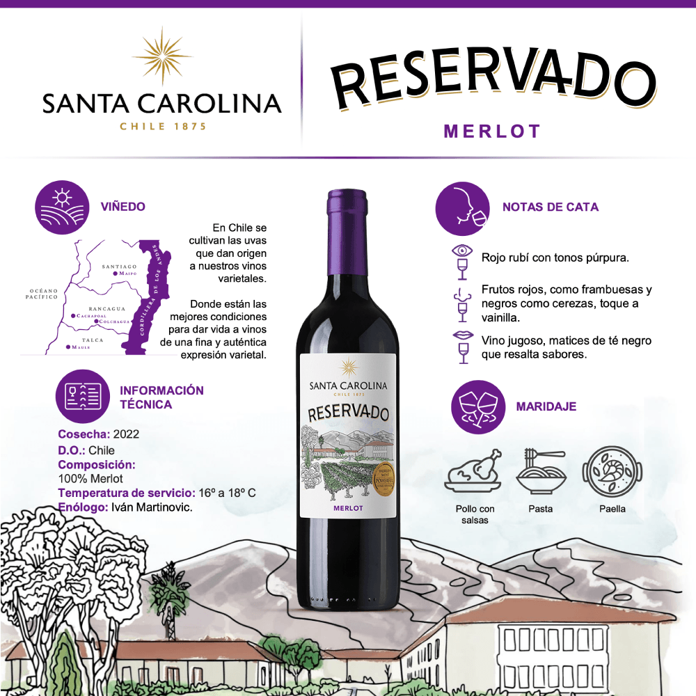 Vino Tinto Santa Carolina Reservado Merlot - 3