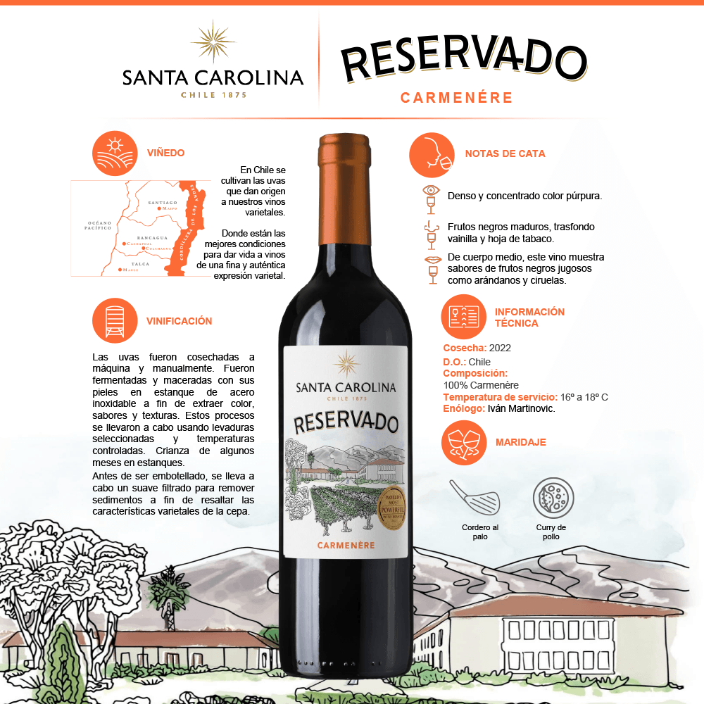 Vino Tinto Santa Carolina Reservado Carmenére - 3