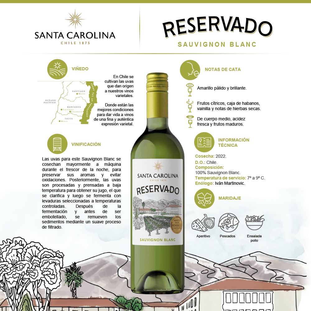 Vino Blanco Santa Carolina Reservado Sauvignon Blanc - 3