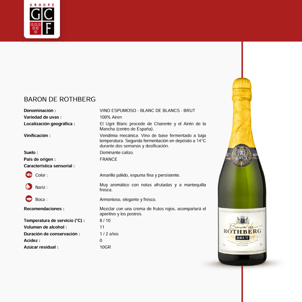 Vino Espumoso Brut Baron De Rothberg Airén - 3