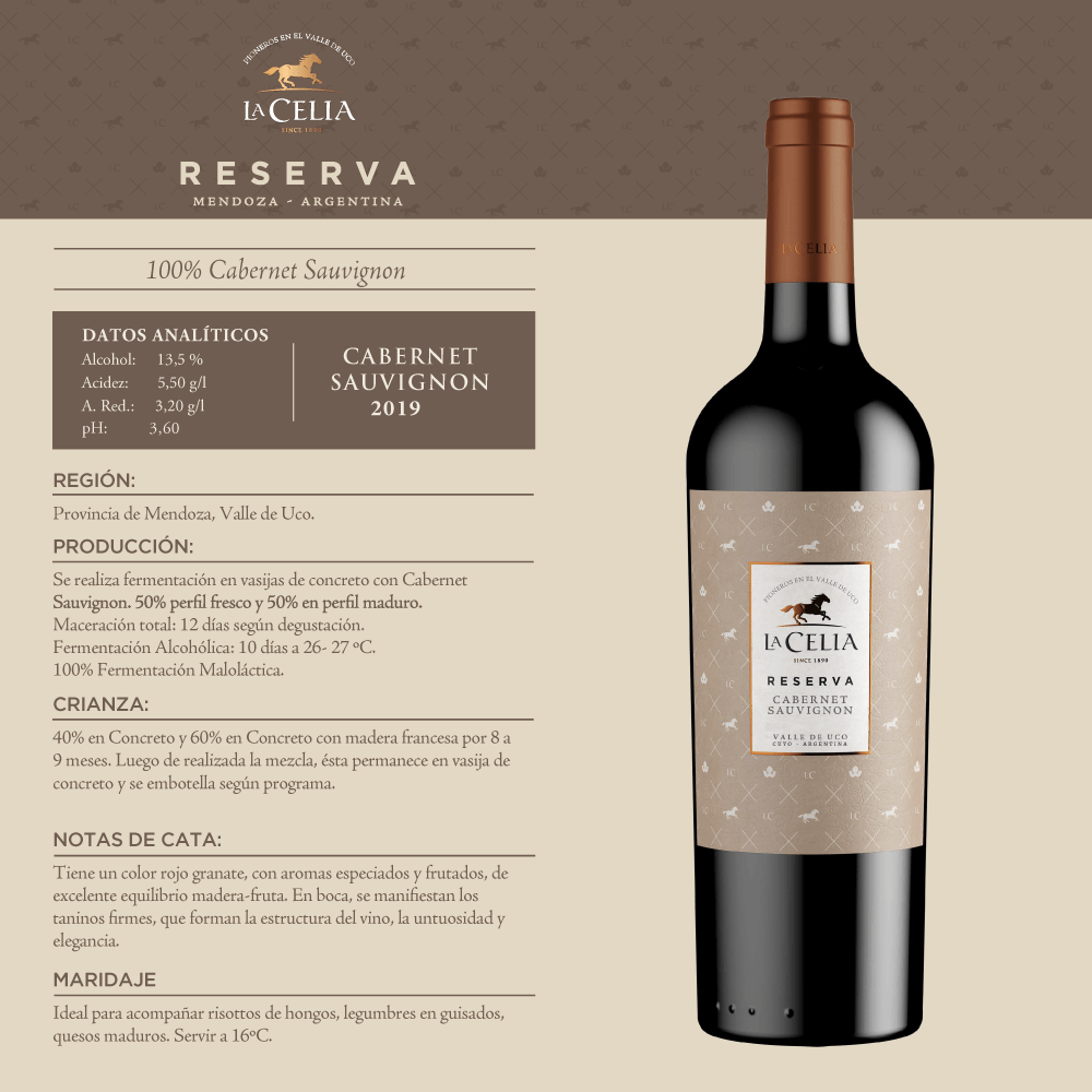 Vino Tinto La Celia Cabernet Sauvignon Reserva - 3