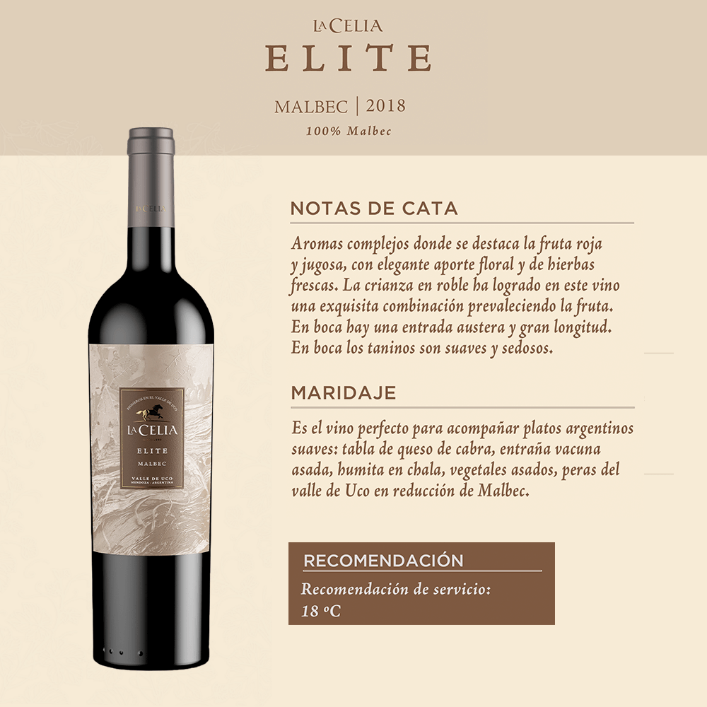 Vino Tinto La Celia Reserva Elite Malbec - 3