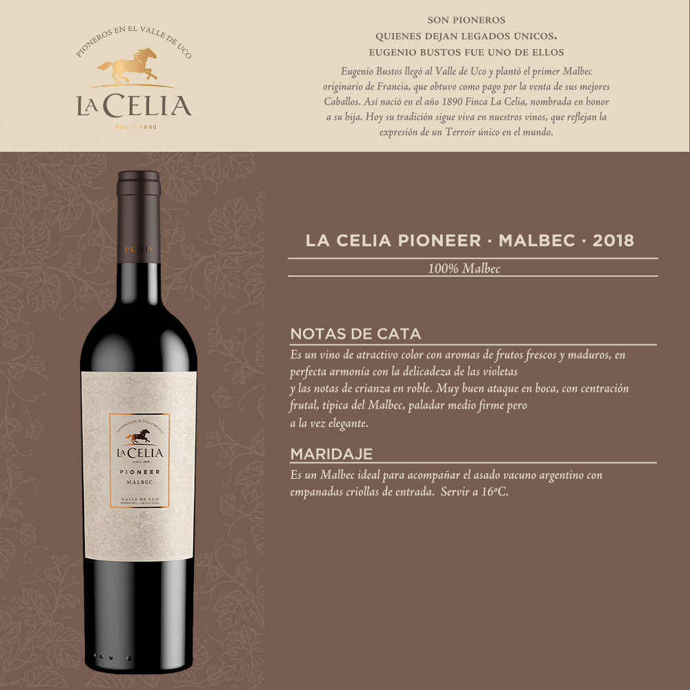 Vino Tinto La Celia Reserva Pioneer Malbec - 3