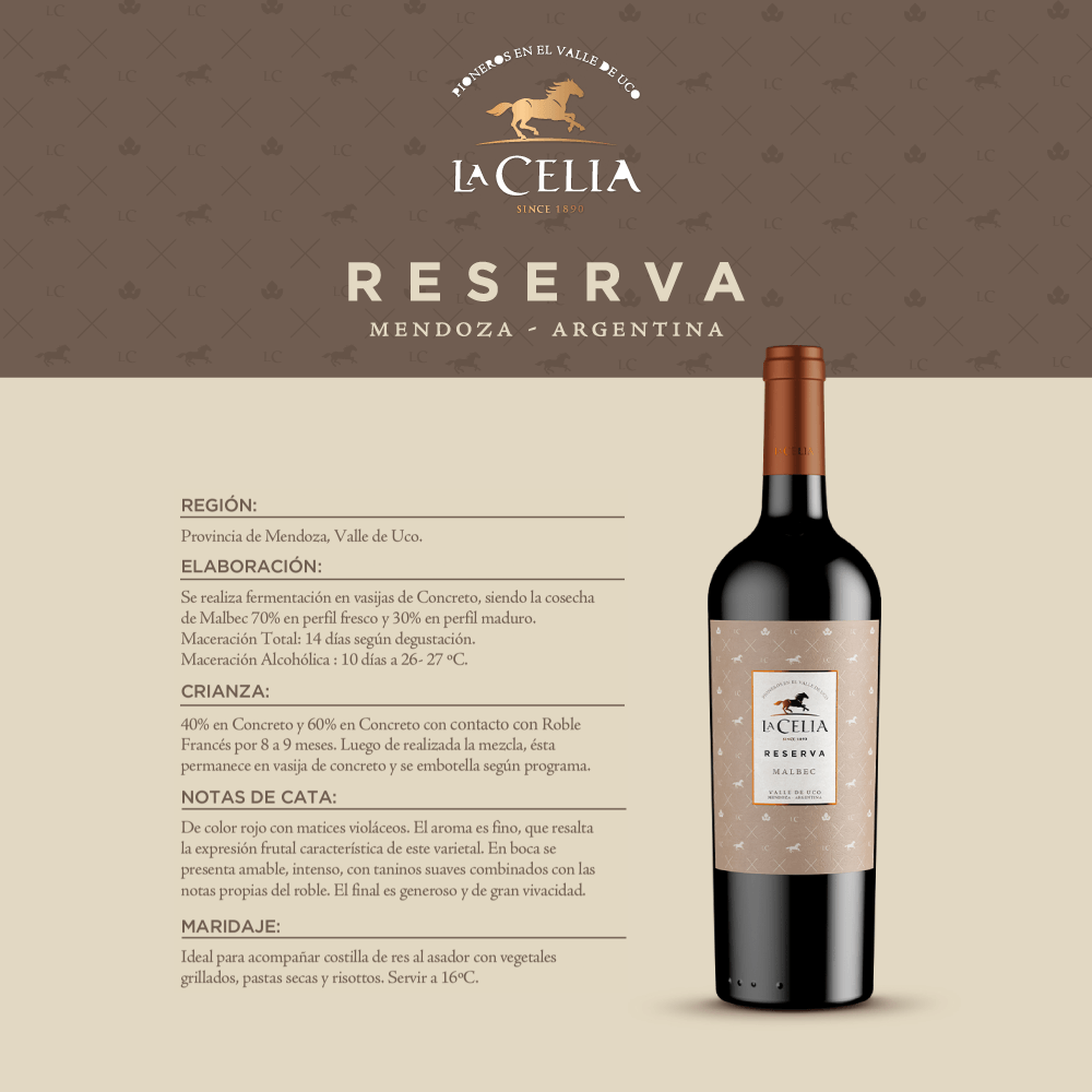 Vino Tinto La Celia Reserva Malbec - 3