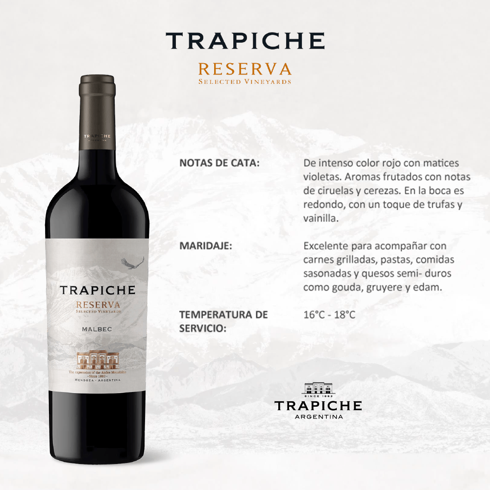 Vino Tinto Trapiche Reserva Malbec - 3
