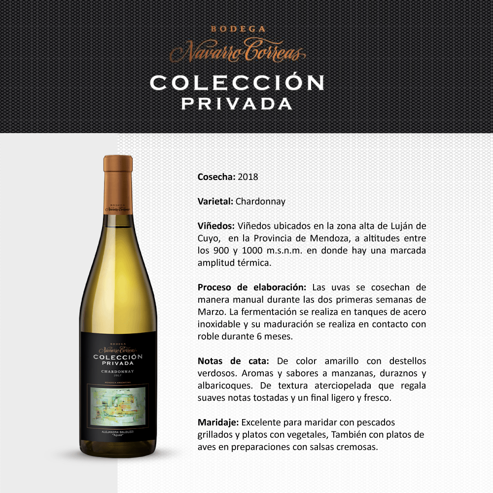 Vino Blanco Navarro Correas Colección Privada Chardonnay - 3