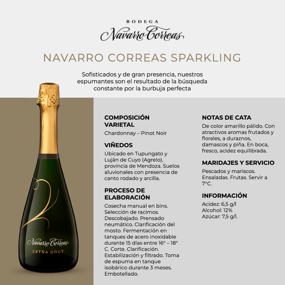 Vino Espumoso Navarro Correas Extra Brut - 3