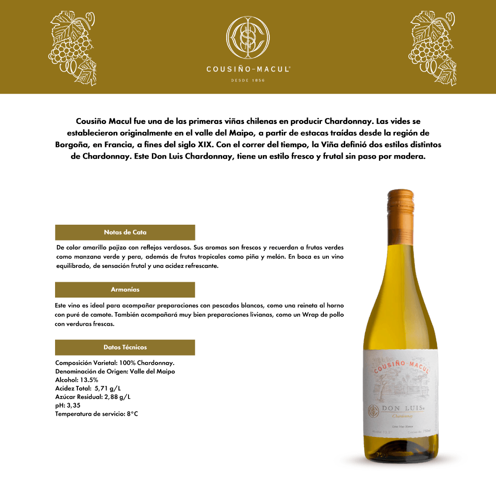 Vino Blanco Cousiño Macul Don Luis Chardonnay - 3