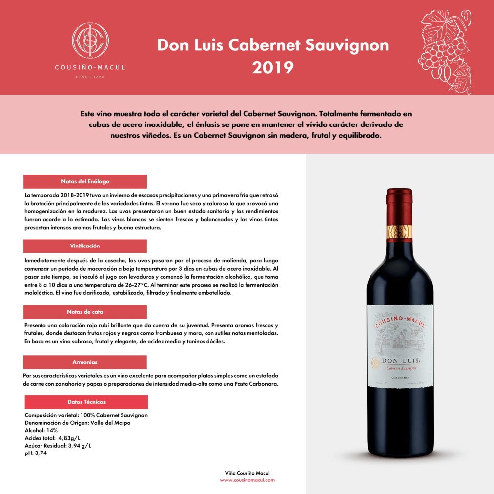 Vino Tinto Cousiño Macul Don Luis Cabernet Sauvignon - 3