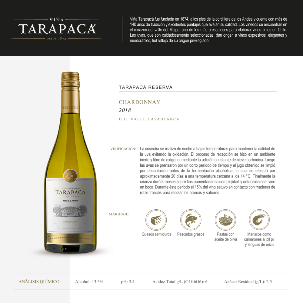 Vino Blanco Tarapacá Reserva Chardonnay - 3