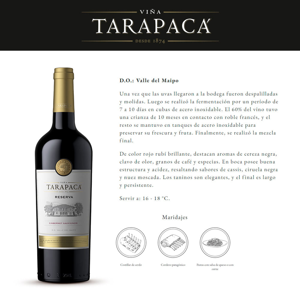 Vino Tinto Tarapacá Reserva Cabernet Sauvignon - 3