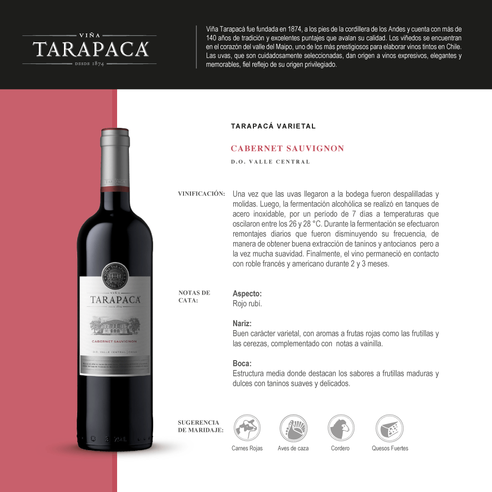 Vino Tinto Tarapaca Varietal Cabernet Sauvignon - 3