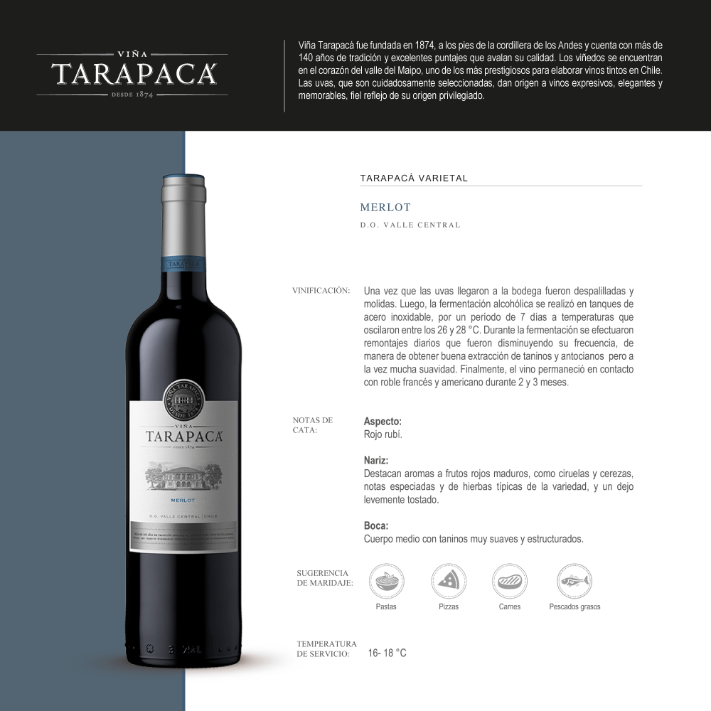 Vino Tinto Tarapaca Varietal Merlot - 3