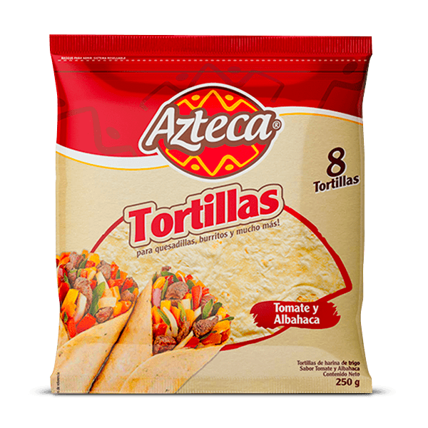 Tortilla Azteca Harina Tomate Y Albahaca X8 Unidades 250gr - 1