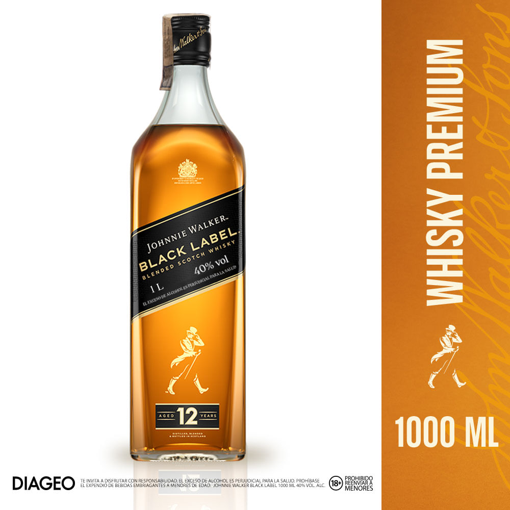 Whisky Johnnie Walker Black Label Blended Litro - 2