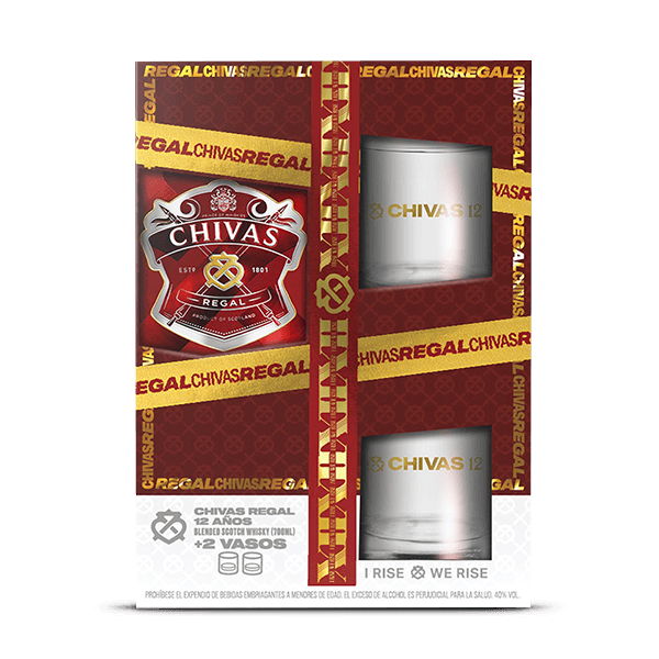 Pack Whisky Chivas Regal 12 años 700 ml + 2 vasos - 1