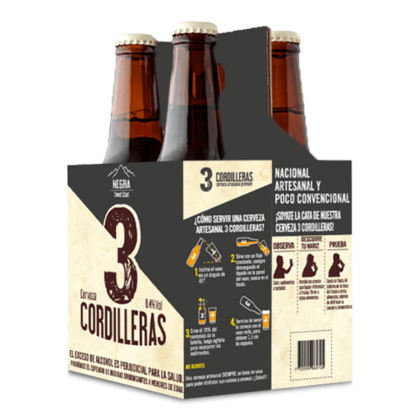 Cerveza 3 Cordilleras Negra Botella X4 - 1