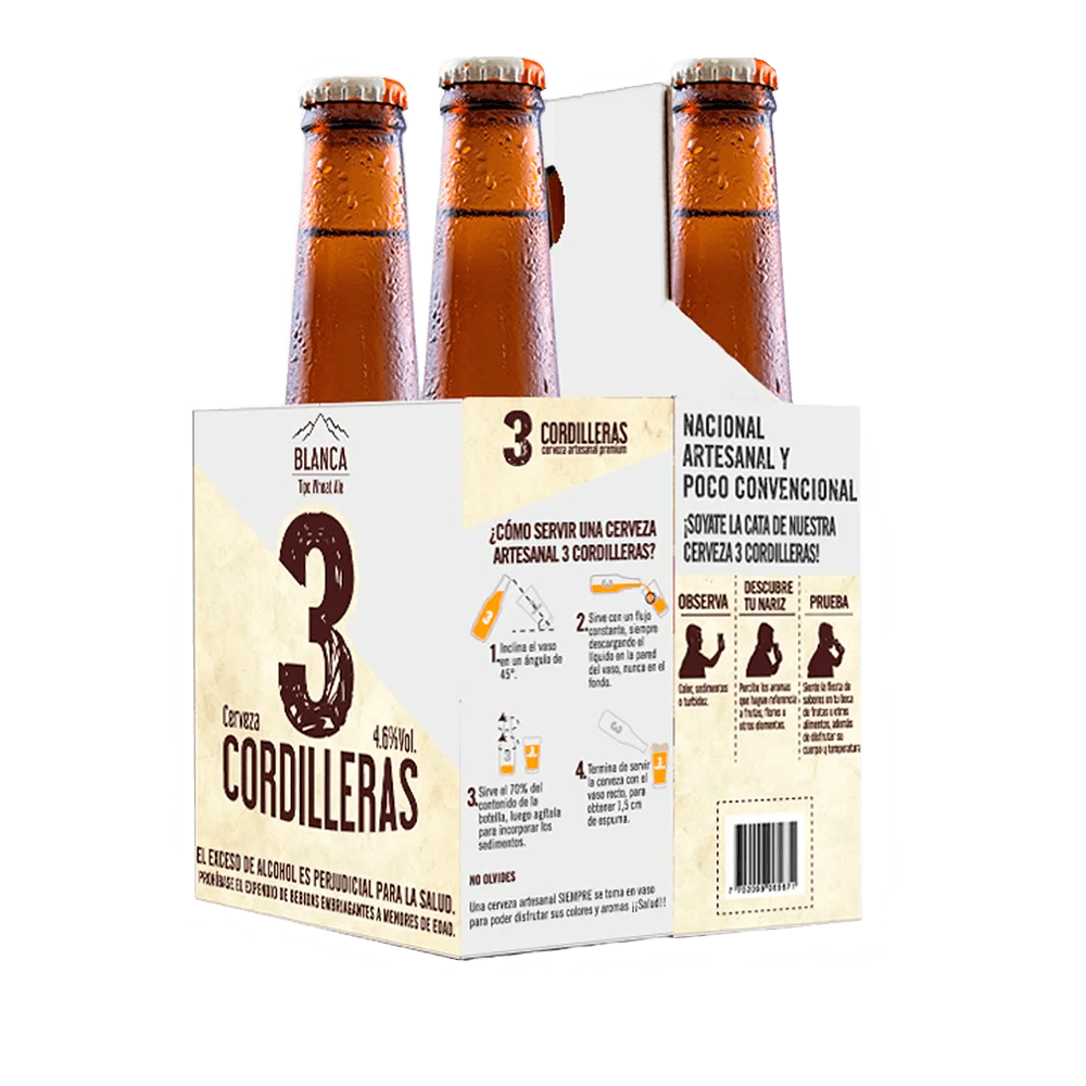 Cerveza 3 Cordilleras Blanca Botella X4 - 1