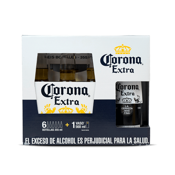 Cerveza Corona Extra X6 + 1 Vaso - 1