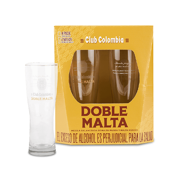 Cerveza Club Colombia Doble Malta Lata 330ml X 4 + 2 Copas - 1