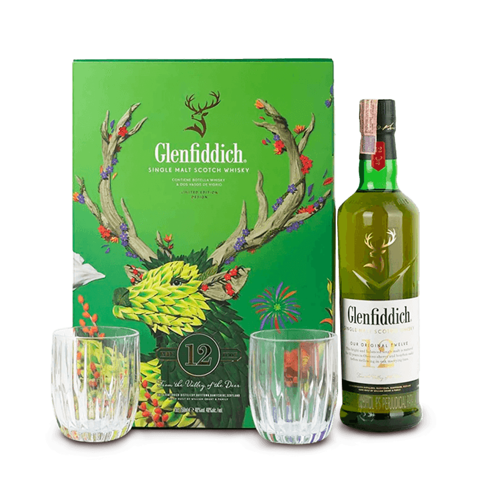Whisky Glenfiddich 12 años + 2 vasos - 1