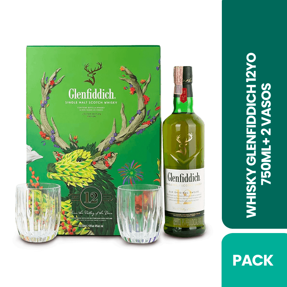 Whisky Glenfiddich 12 años + 2 vasos - 2