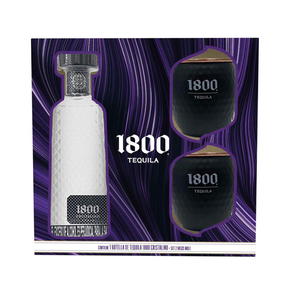 Tequila 1800 Cristalino Mas 2 vasos Mule Con Oreja - 1