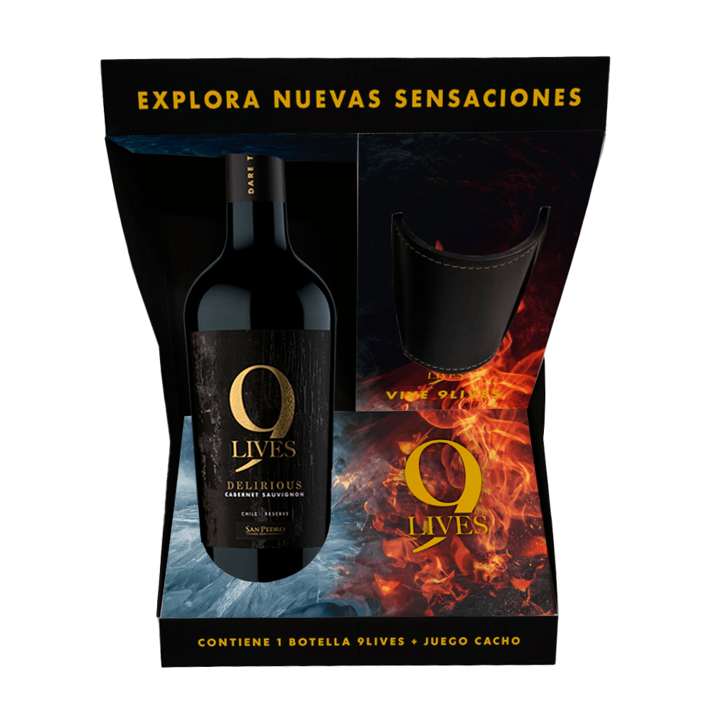Vino 9 Lives Cabernet 750 ml + Juego de Cacho - 1