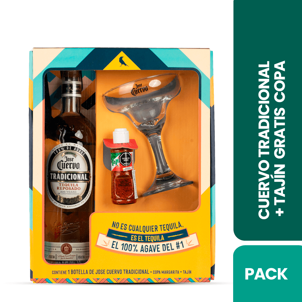 Jose Cuervo Tradicional 750 ml + Tajin 45g + Copa Margarita - 2