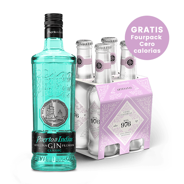 Ginebra Puerto De Indias Classic + gratis fourpack Mil976 cero calorías - 1