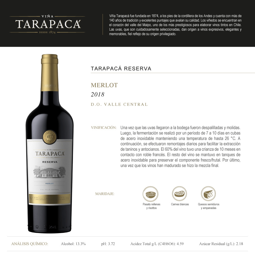 Vino Tinto Tarapacá Reserva Merlot - 3